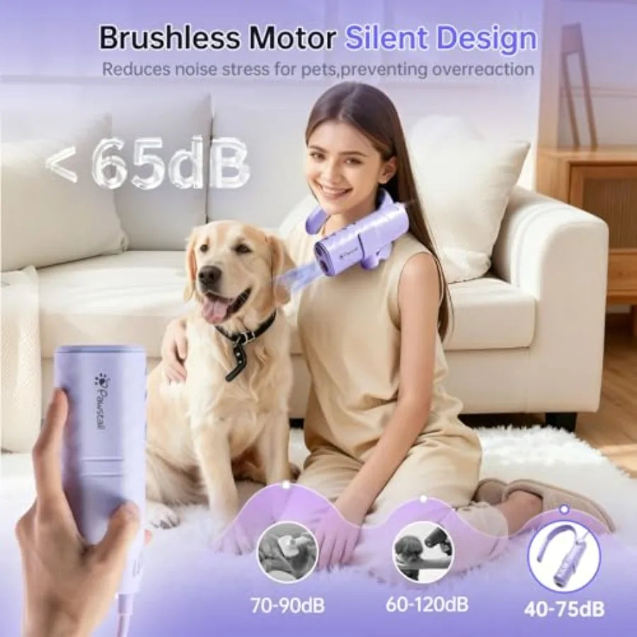 Pet Grooming Dryer With Neck Hanging Design And Airflow