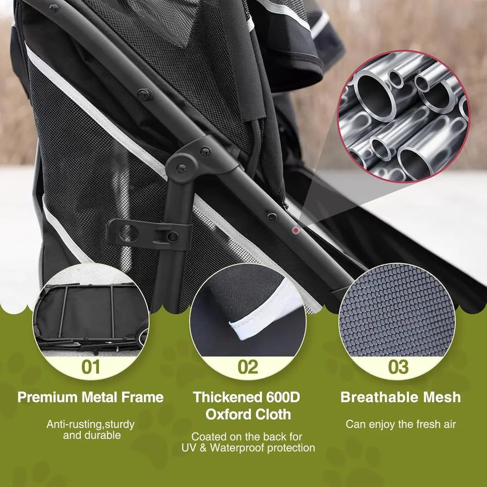 Dog Stroller or Medium/Large Dogs One-k olding, Extra Large Pet Stroller or 2 Dogs with Storage ket & Shock Absorption, Up to 13