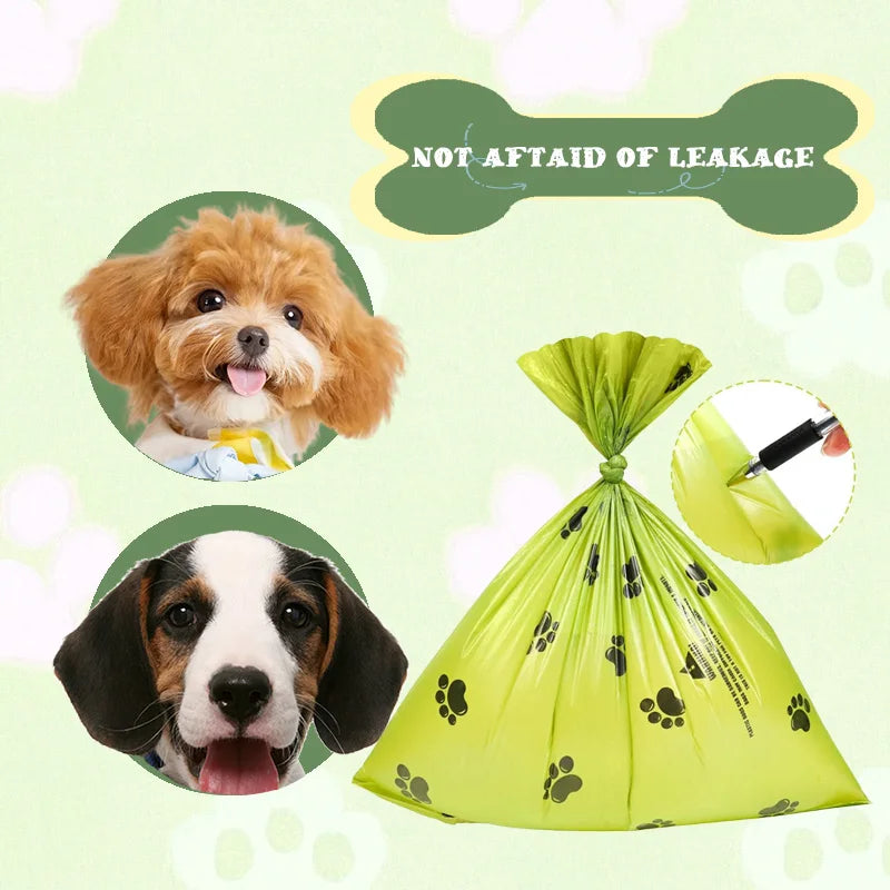 10Pcs Extra Thick Dog Poop Bags Leak-Proof Paw Print