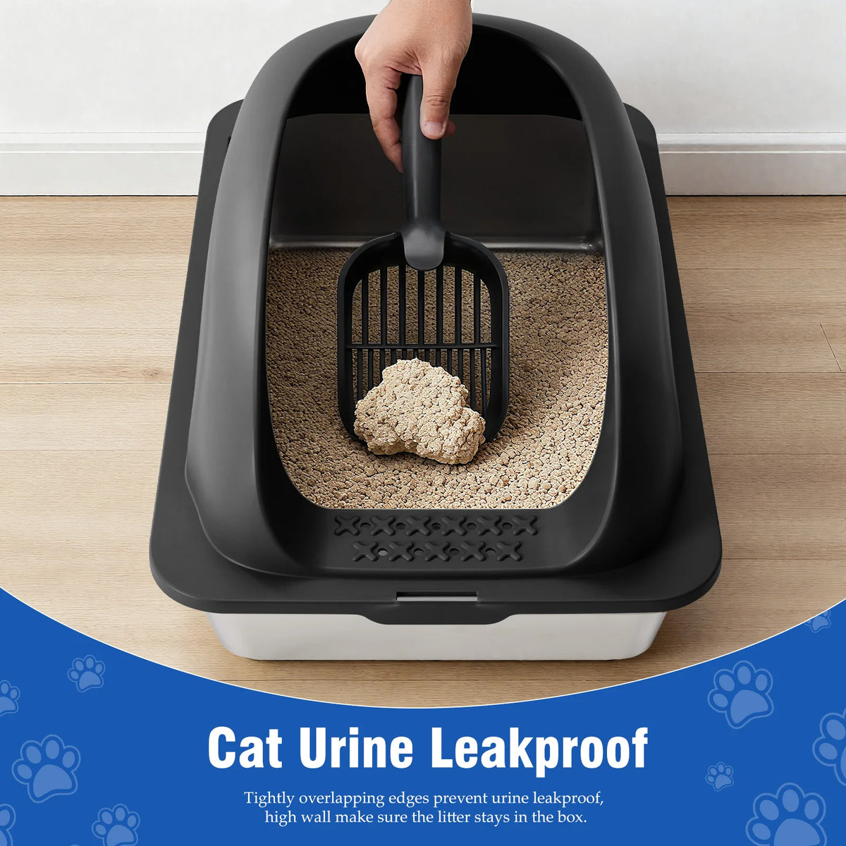 Stainless Steel Cat Litter Box With Lid And Mat Included