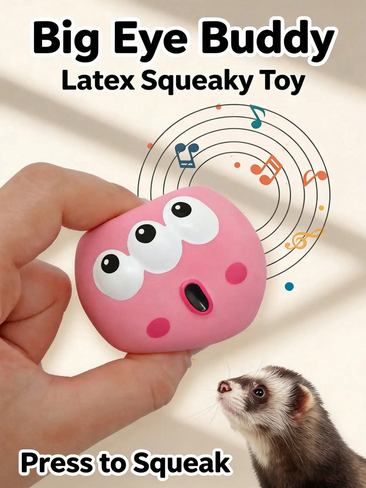 Squeaky Rubber Dog Toy With Big Eyes For Small Dogs