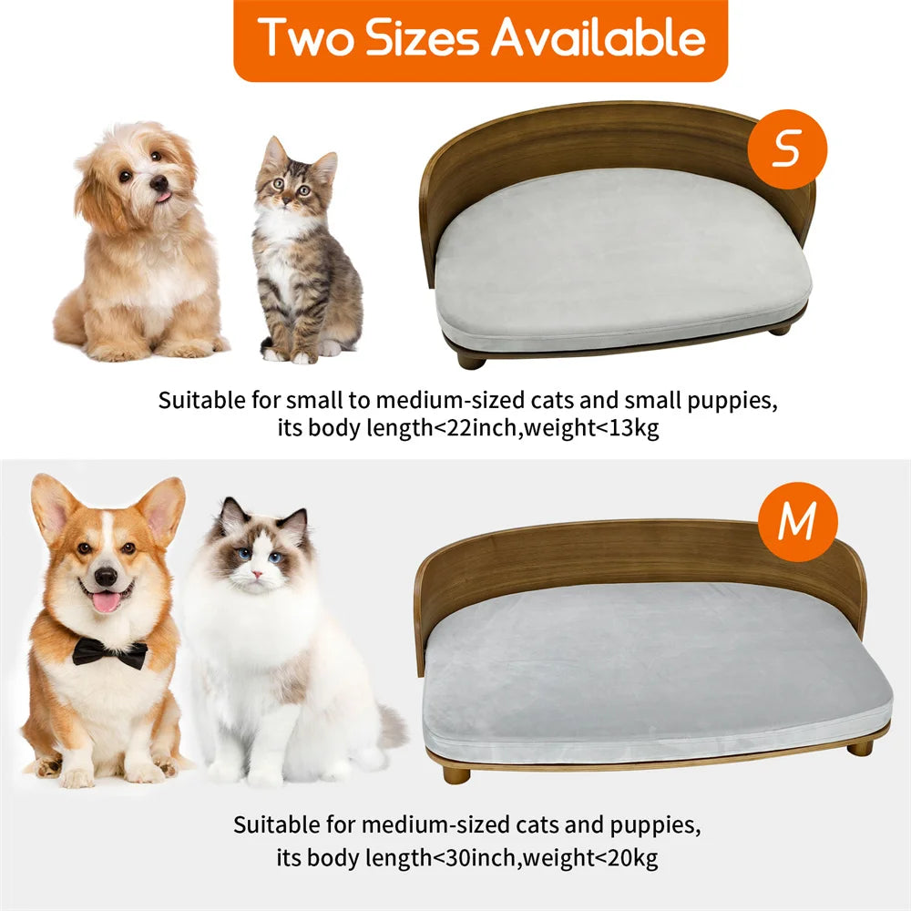BORWART Elevated Wood Pet Sofa For Small Dogs And Cats