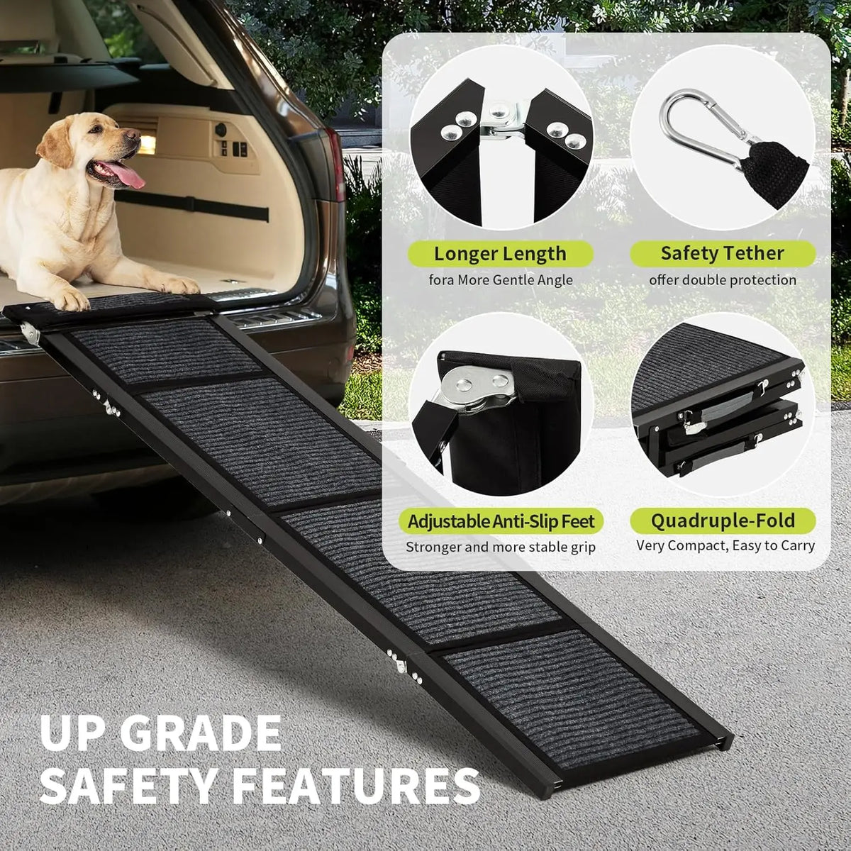 HiMISS Folding Car Dog Ramp With Nonslip Surface