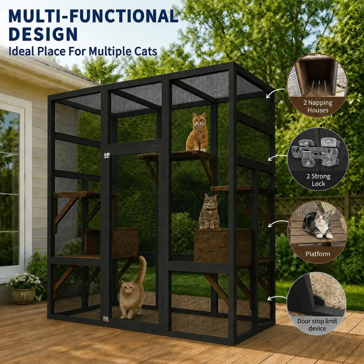 HiMISS Large Wooden Outdoor Catio With UV Roof