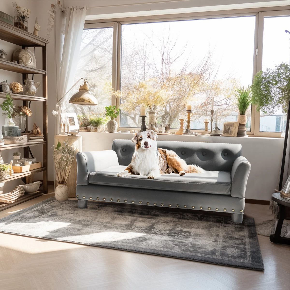 BINGOPAW Elevated Dog Bed Sofa With Microfiber Leather Cover