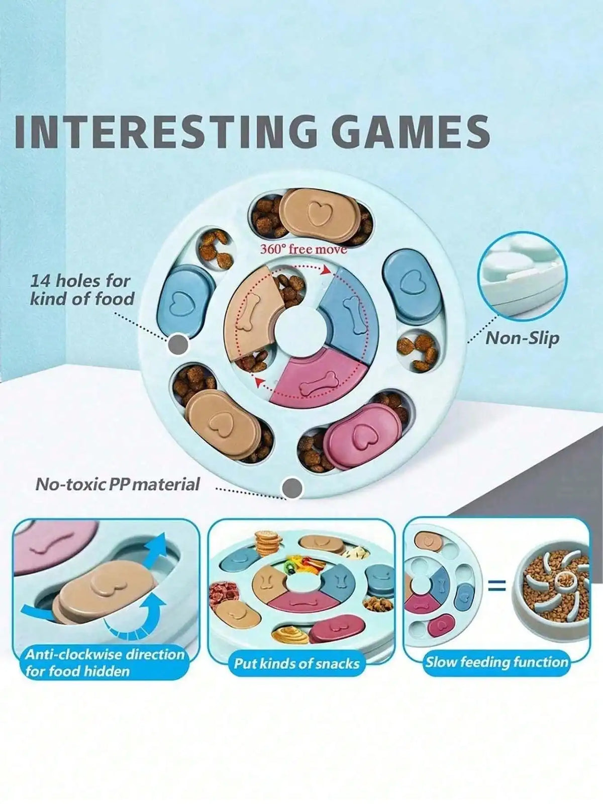 Dog Puzzle Toy Slow Feeder Dispenser For Cat And Dog