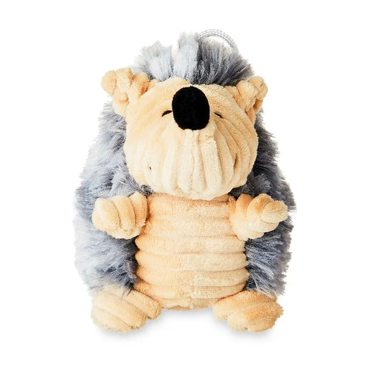 Gray Hedgehog Plush Dog Toy with Squeaker, Chew Level 2