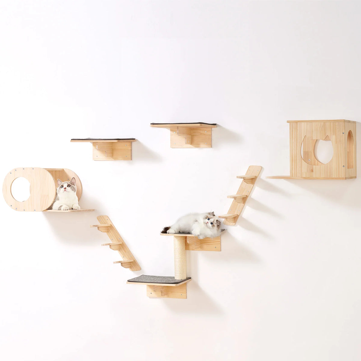 SucceBuy Wall Mounted Cat Shelves Cat Tree