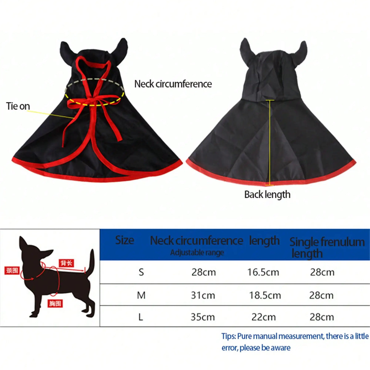 Halloween Dog Costume Cute Cat Dog Cape Cosplay Devil Hat Headband Adjustable Vampire Cloak Demon Hair Hoop Funny Pet Cape