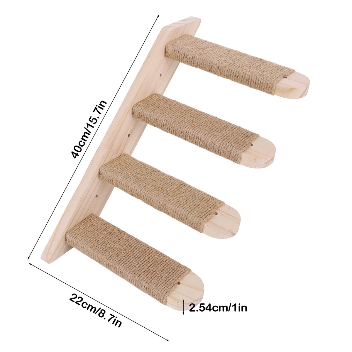 Wall Mounted Wooden Cat Climbing Shelf Four Step Ladder Perch
