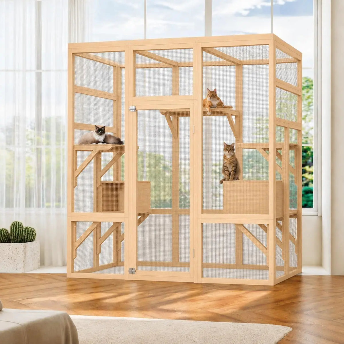 HiMISS Large Wooden Outdoor Catio With UV Roof