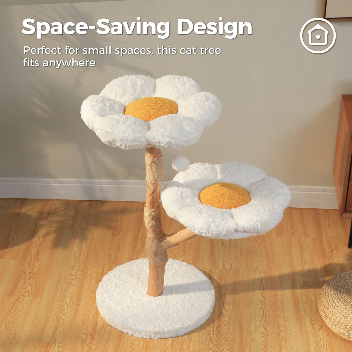 PAWZ Road Modern Cat Tree With Natural Solid Wood Scratching Posts