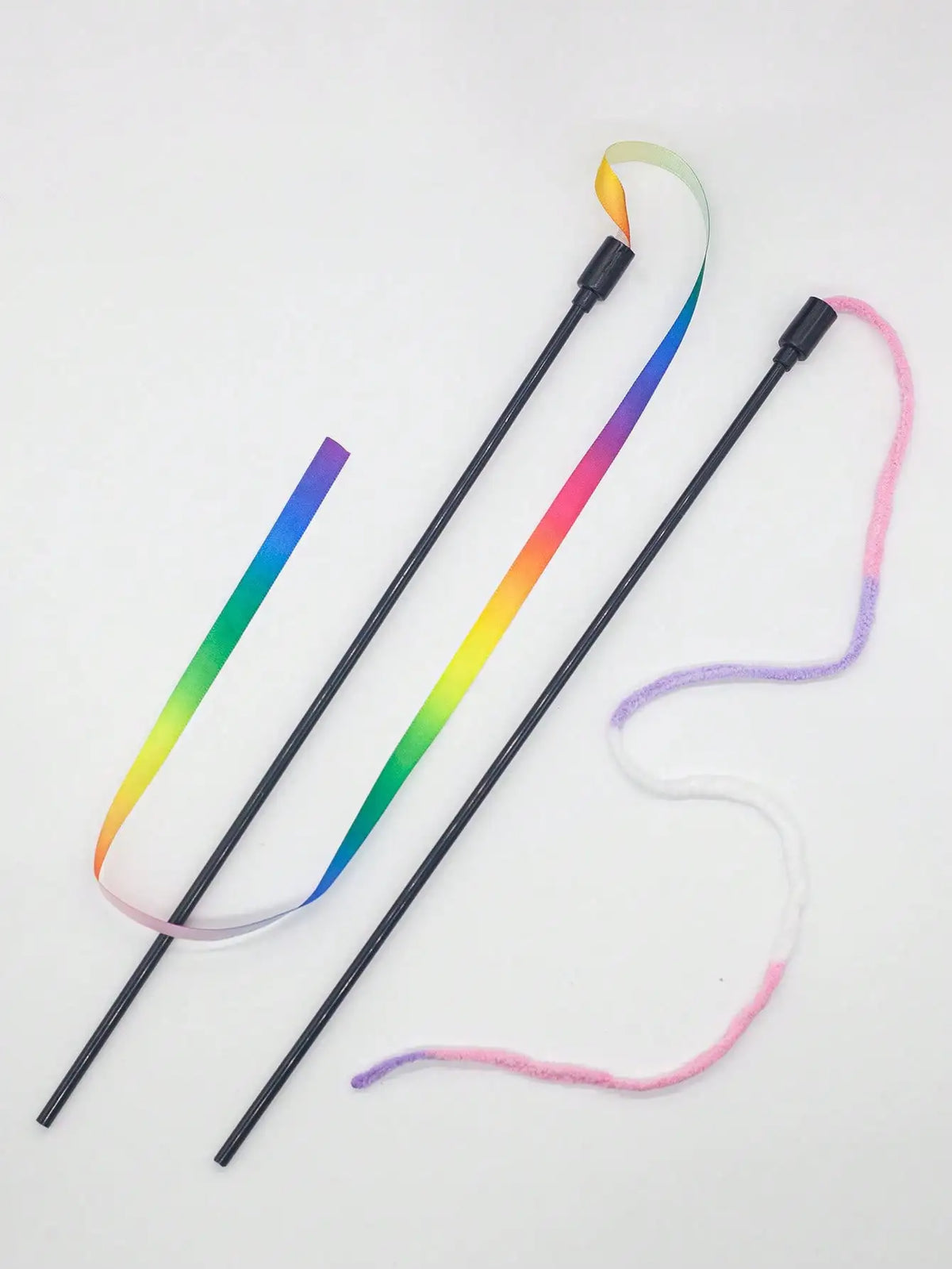 Playful Cat Wand Toy With Colorful Ribbons