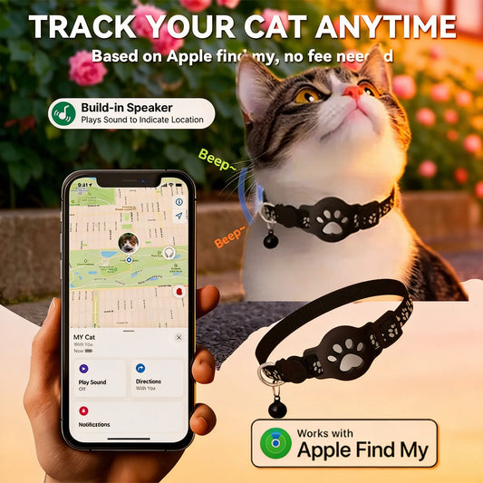 Reflective AirTag Cat Collar With Quick Release Buckle