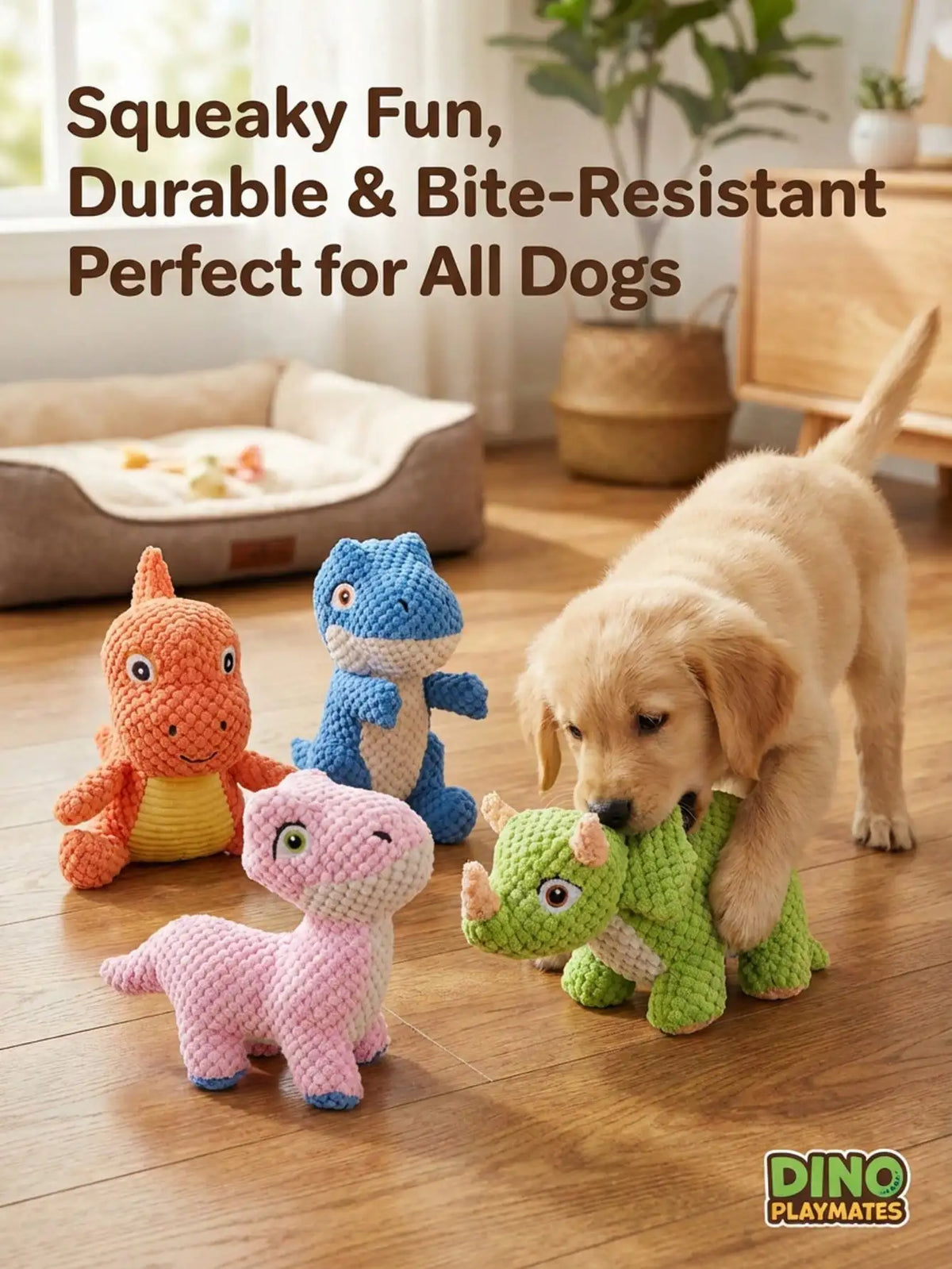 Interactive Dinosaur Squeaky Dog Toy With Bb Sound