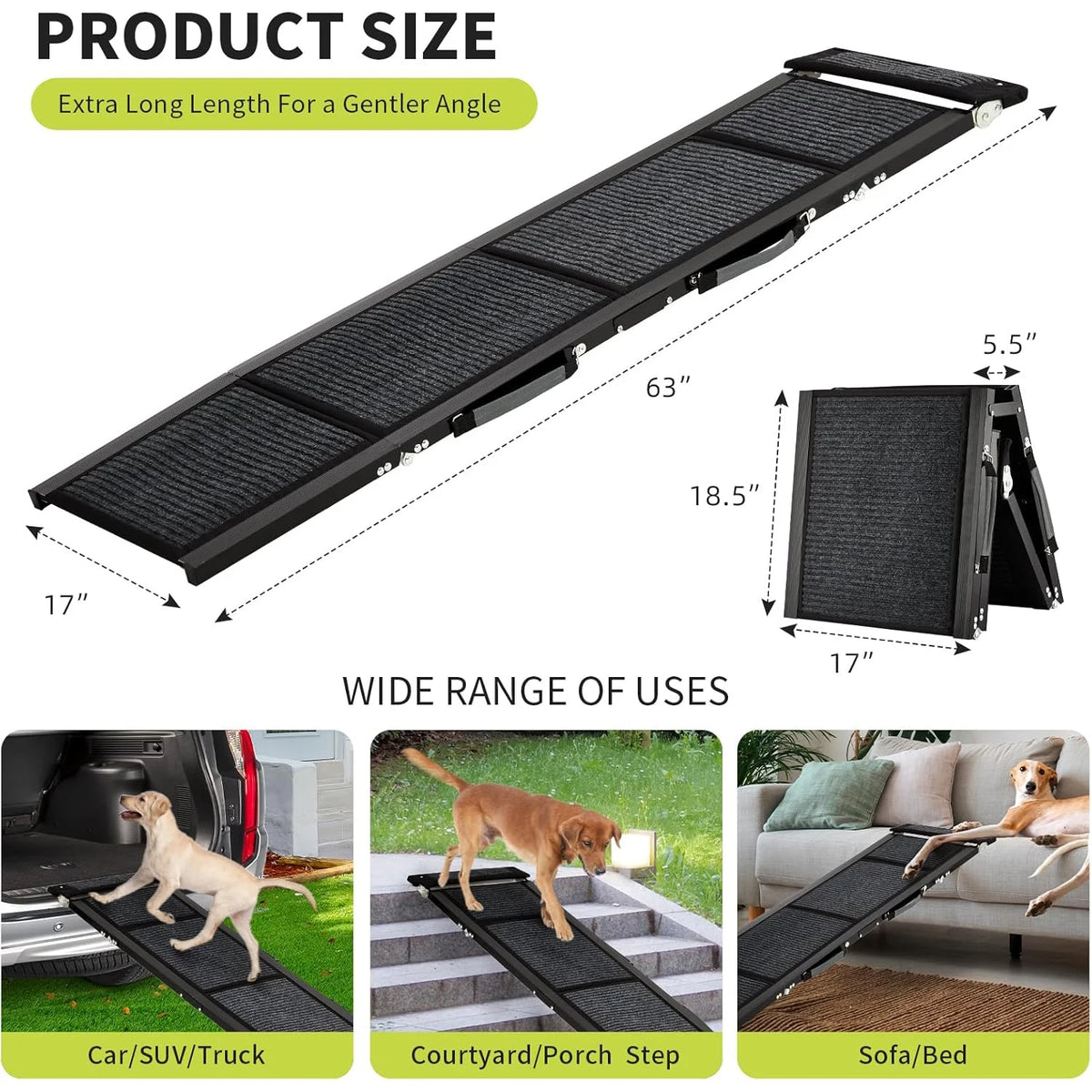 HiMISS Folding Car Dog Ramp With Nonslip Surface