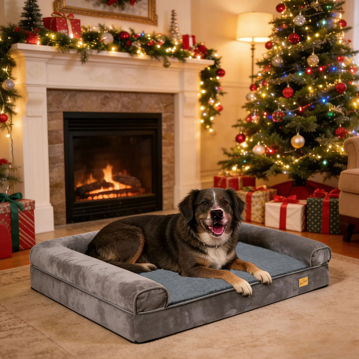 BORWART Orthopedic Memory Foam Dog Bed Removable Waterproof Plush Cover