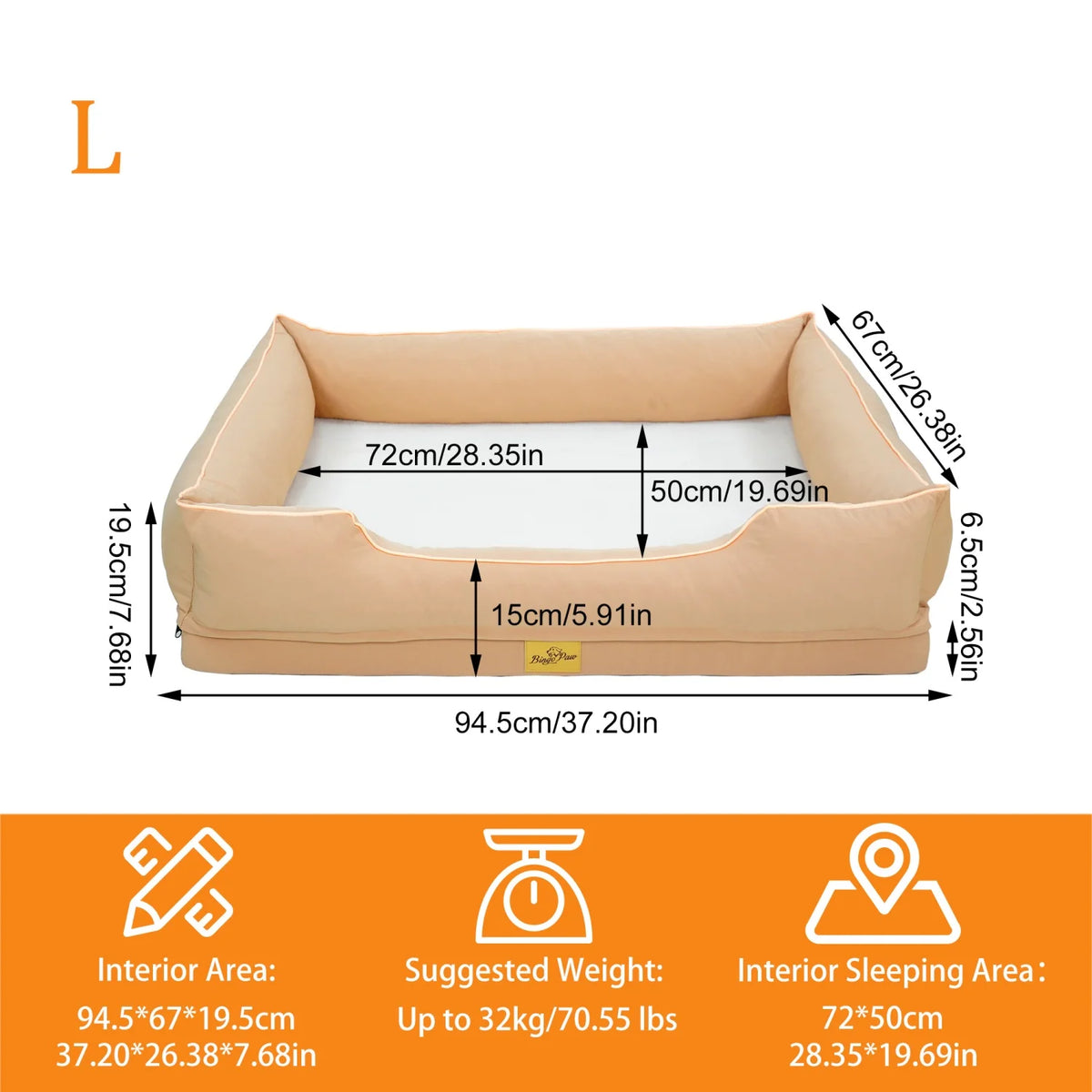 Bingopaw Orthopedic Dog Bed With Removable Waterproof Cover