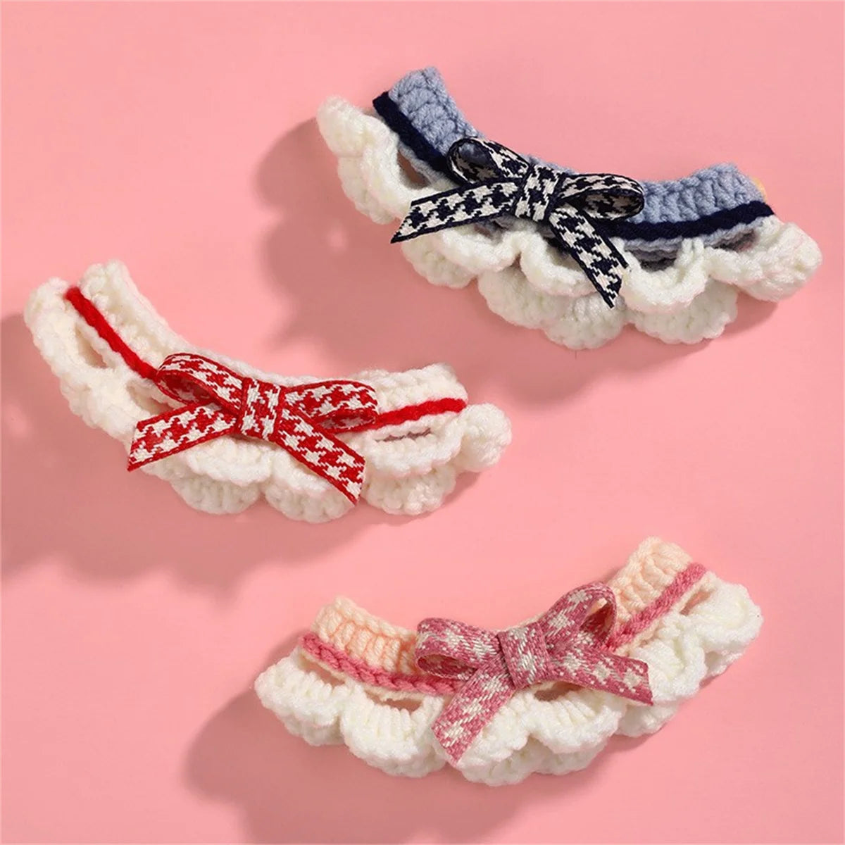 Cute Bow Knot Hand-Knitted Pet Collar For Dogs Cats