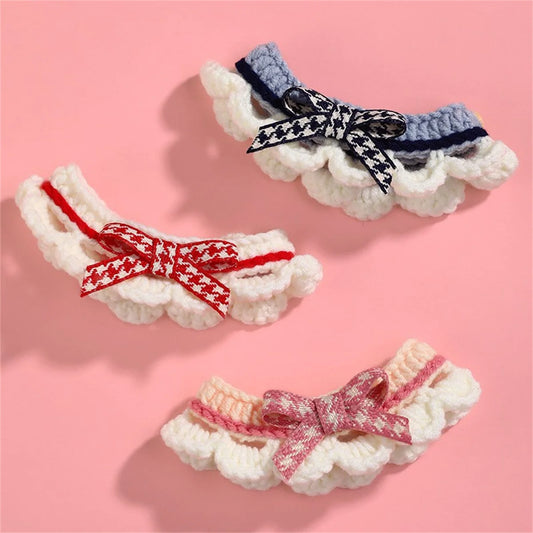 Cute Bow Knot Hand-Knitted Pet Collar For Dogs Cats