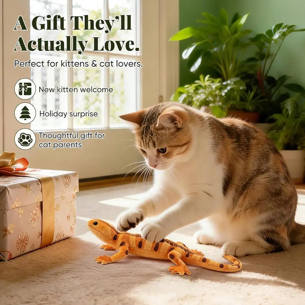 Lizard Catnip Toys Chew Bite Resistant Toys Indoor Cats Boredom Relief Teeth Cleaning Interactive Funny Cute Kitten Cat Lover Gift