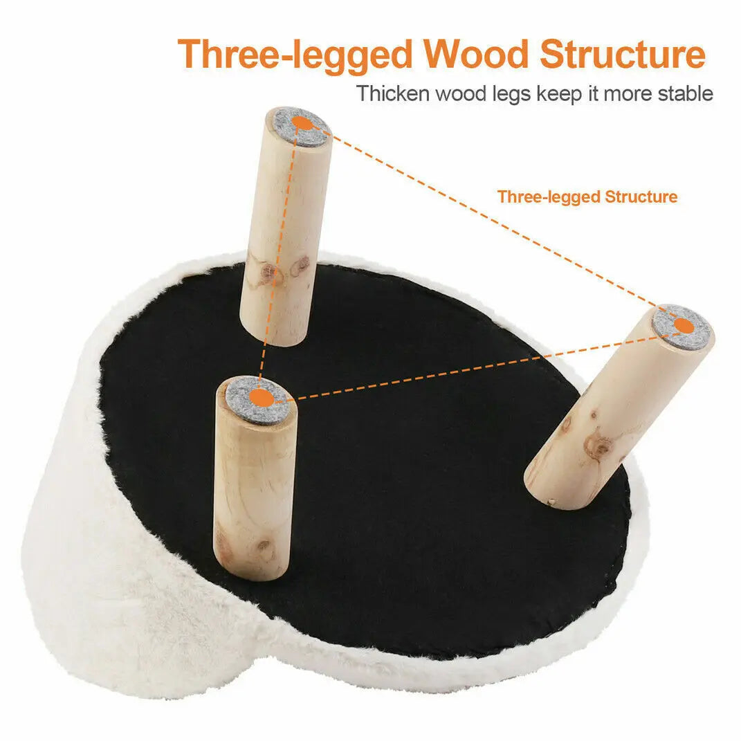 Soft Plush Cat Bed With Cushion And Wood Legs