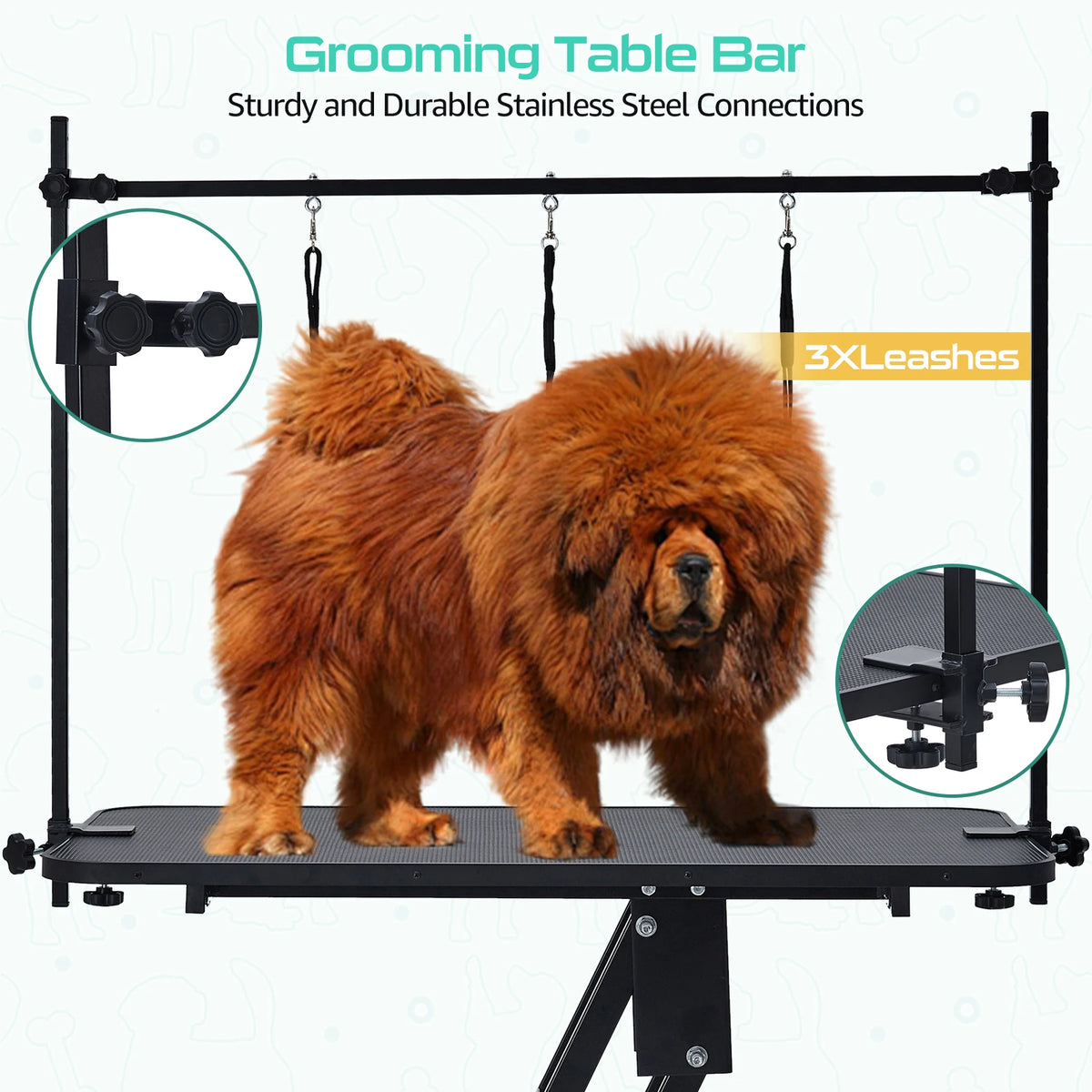 43" Hydraulic Dog Grooming Table, 350 LBS Heavy-Duty Pet Grooming Table with Overhead Arm, 3 Loops, Non-Slip Waterproof Top, Adjustable Height Dog Grooming Station for Medium Large Dogs