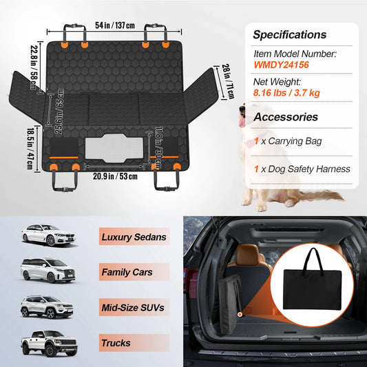 SucceBuy Back Seat Extender Dog Car Seat Cover With Window