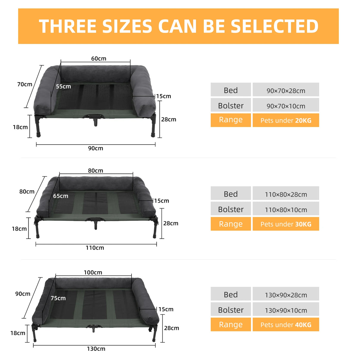 BINGOPAW Indoor Outdoor Elevated Pet Bed With Detachable Bolster Cooling