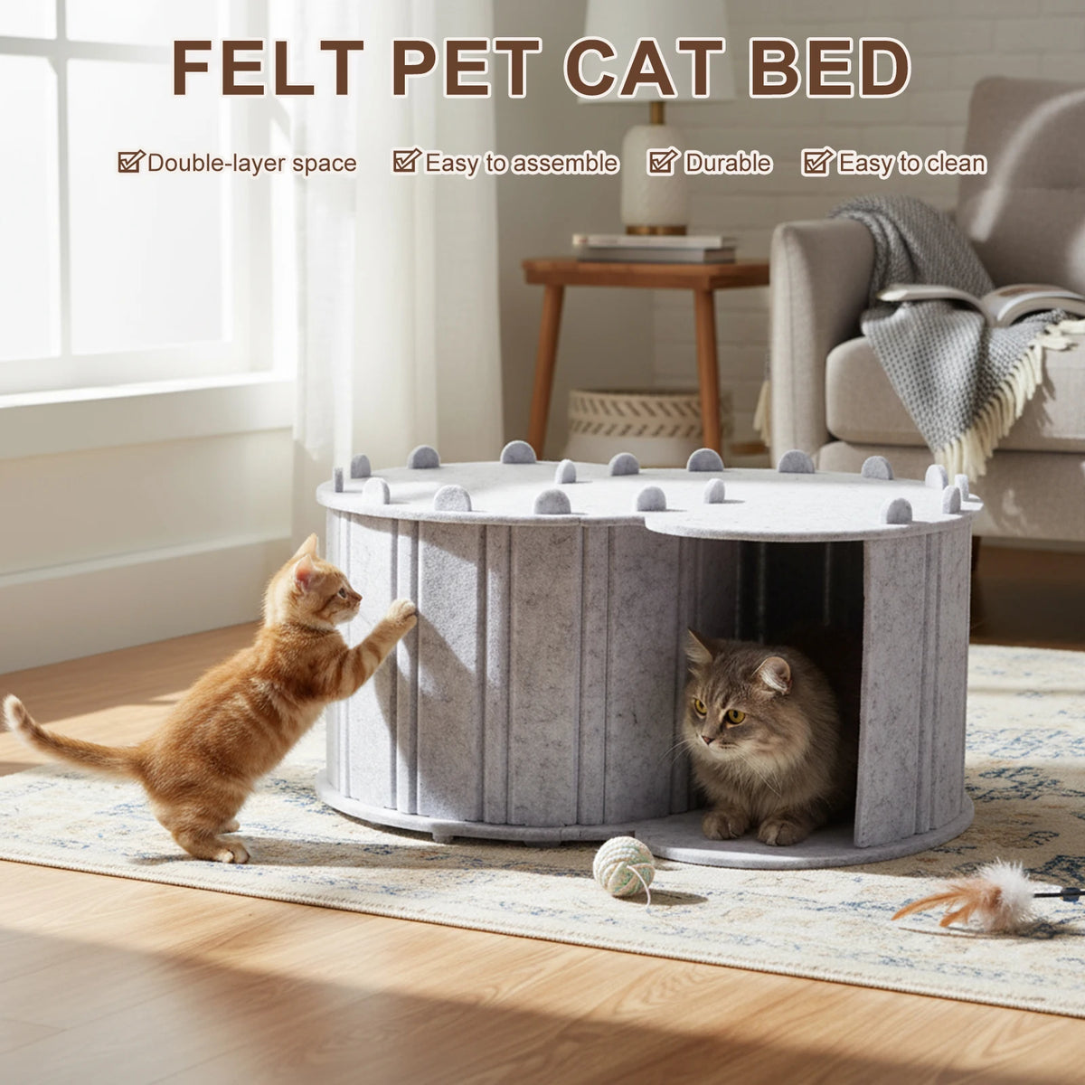 Foldable Cat Tunnel Bed Double Layer Peekaboo Cave House