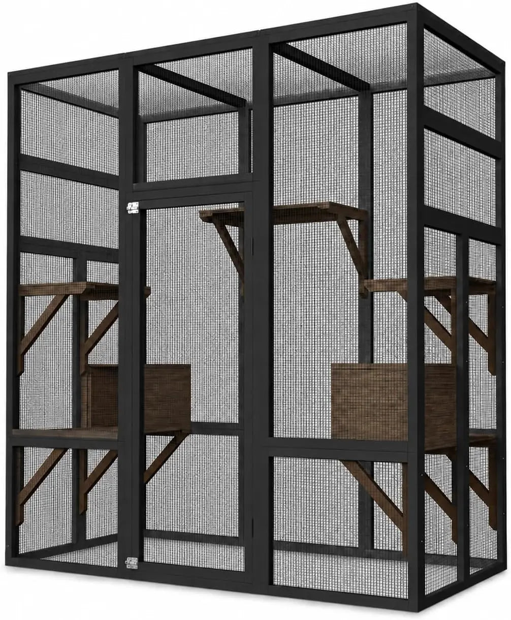 HiMISS Large Wooden Outdoor Catio With UV Roof