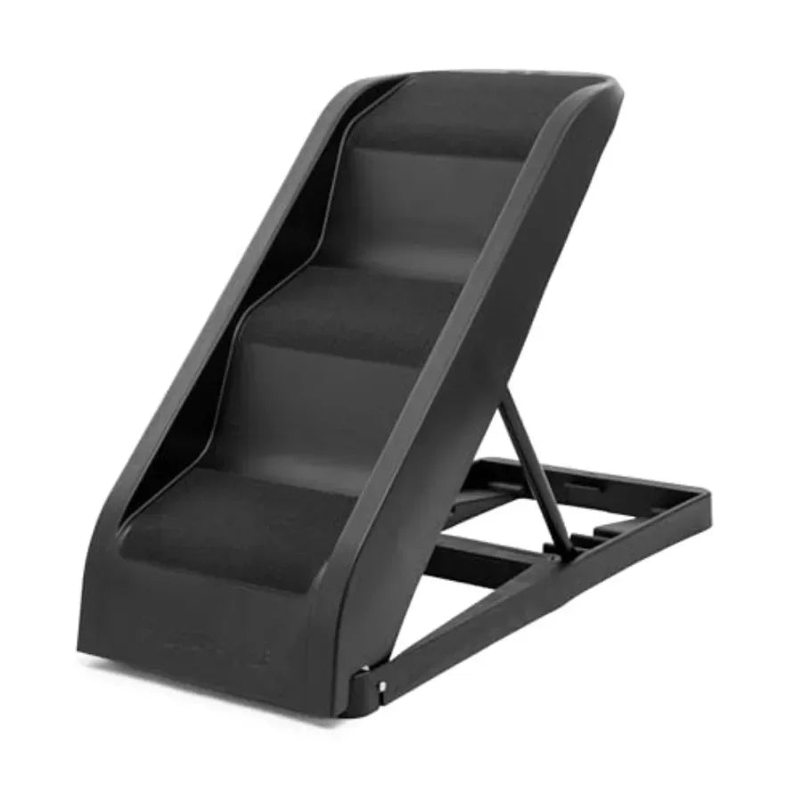 Car SUV side door dog stairs, foldable back seat steps with 3 adjustable heights, textured non-slip surface, gray/black, suppor