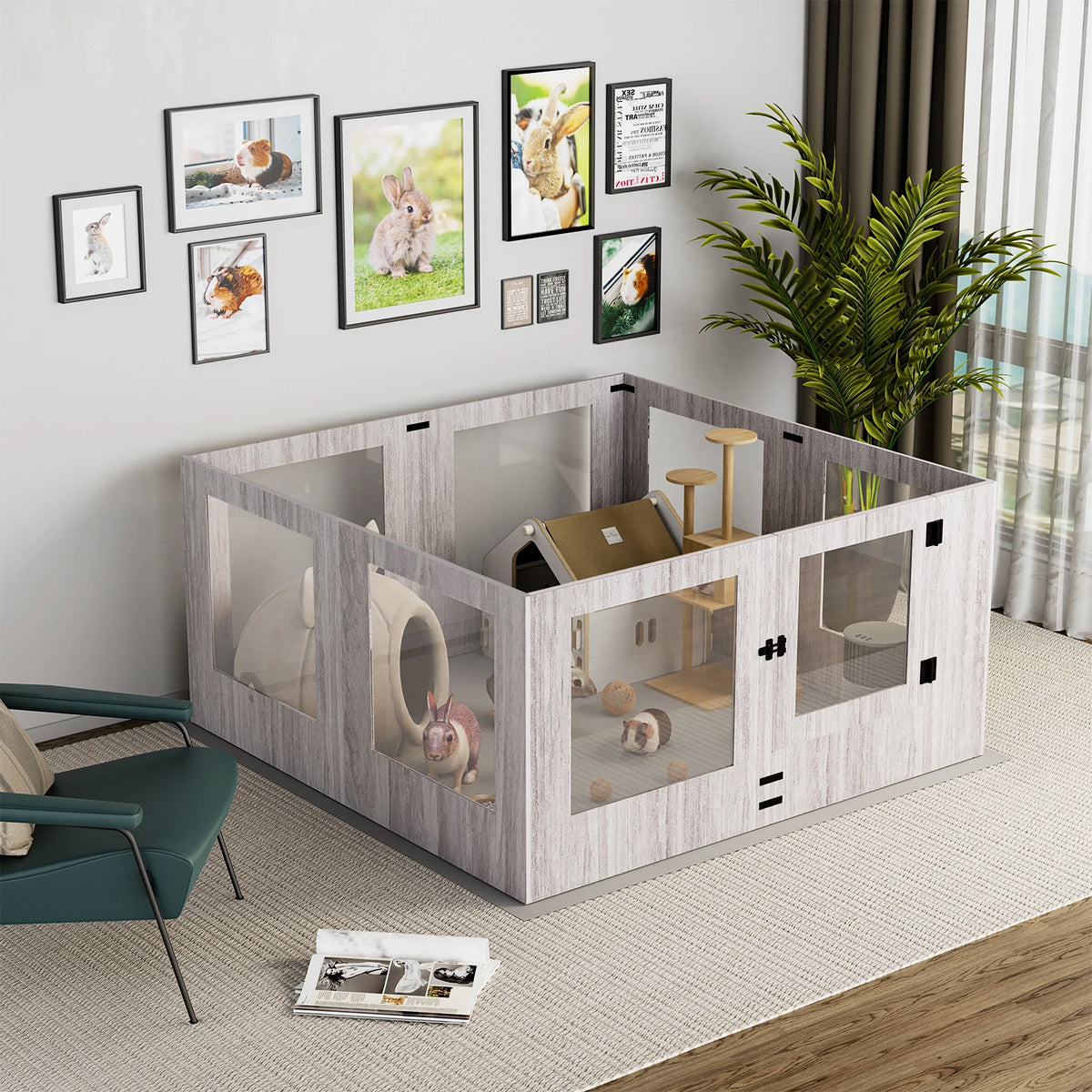 BINGOPAW Tempered Glass Dog Playpen Indoor Whelping Cage