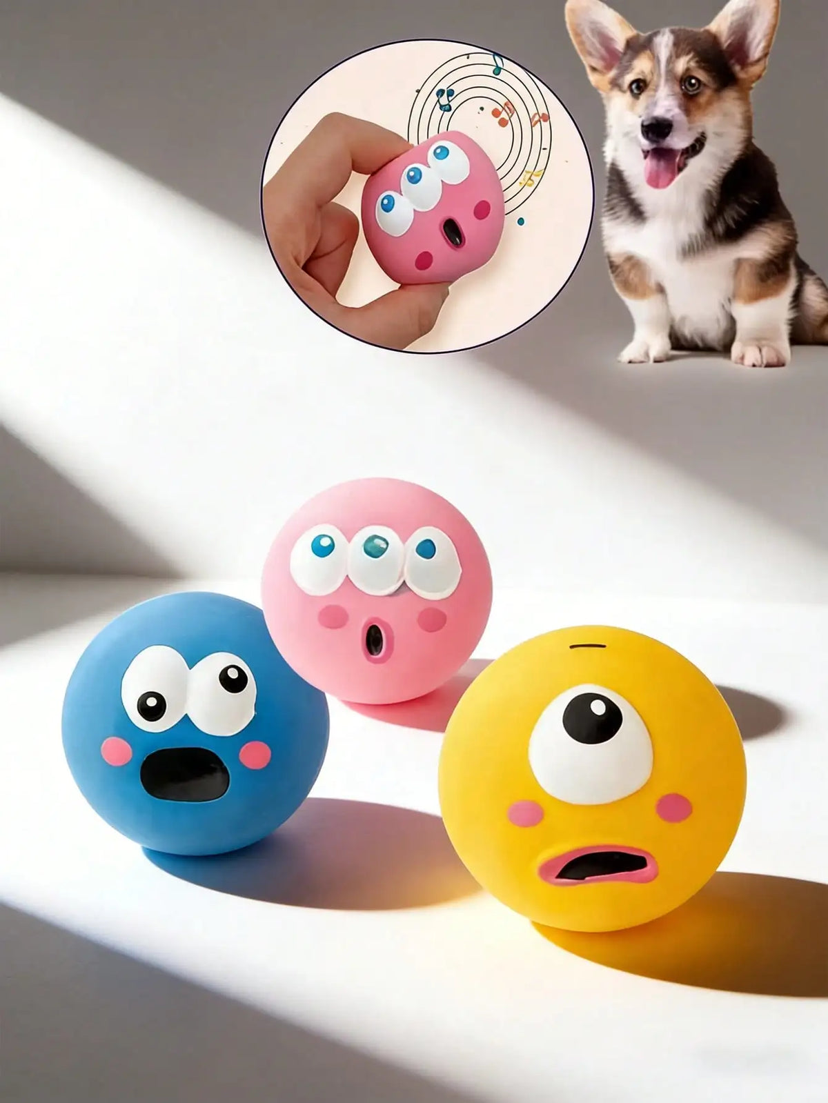Squeaky Rubber Dog Toy With Big Eyes For Small Dogs