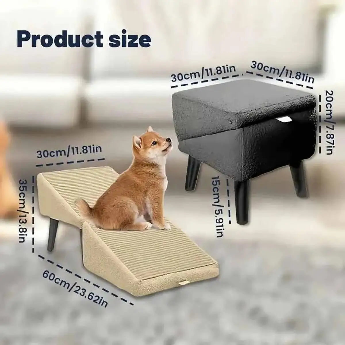 Foldable Wooden Dog Ramp And 2 In 1 Pet Steps