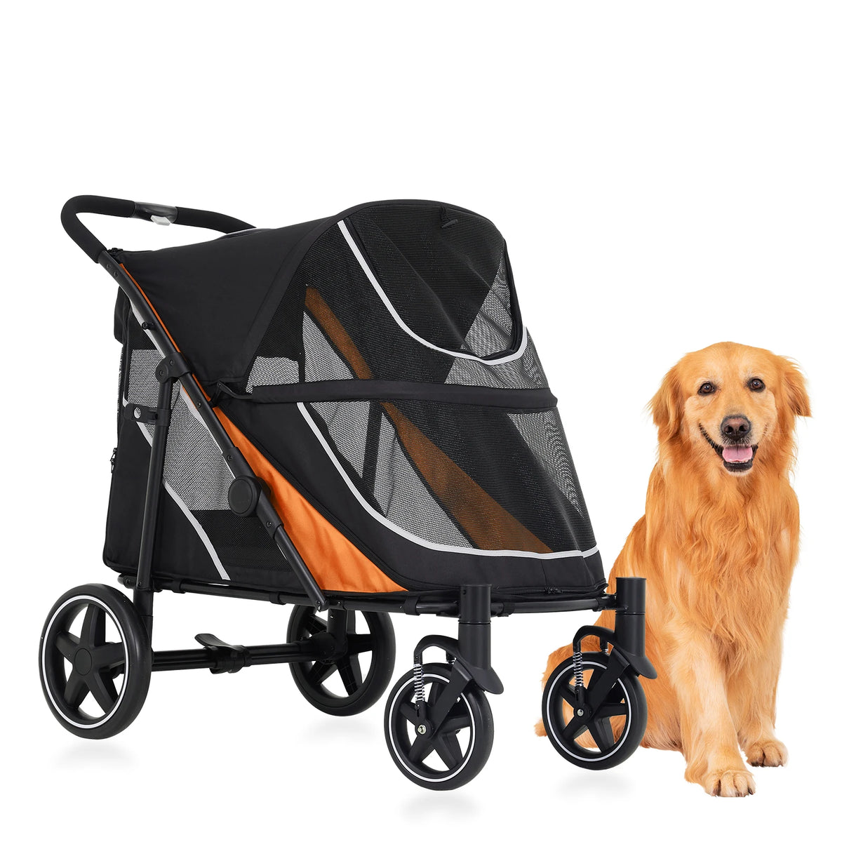 Dog Stroller for Large & Medium Dogs Pet Stroller for 2 Small Dogs with Adjustable Handle & Canopy, Sun Shades, Storage Organizer, Oxford Fiber, Foldable & Ventilated