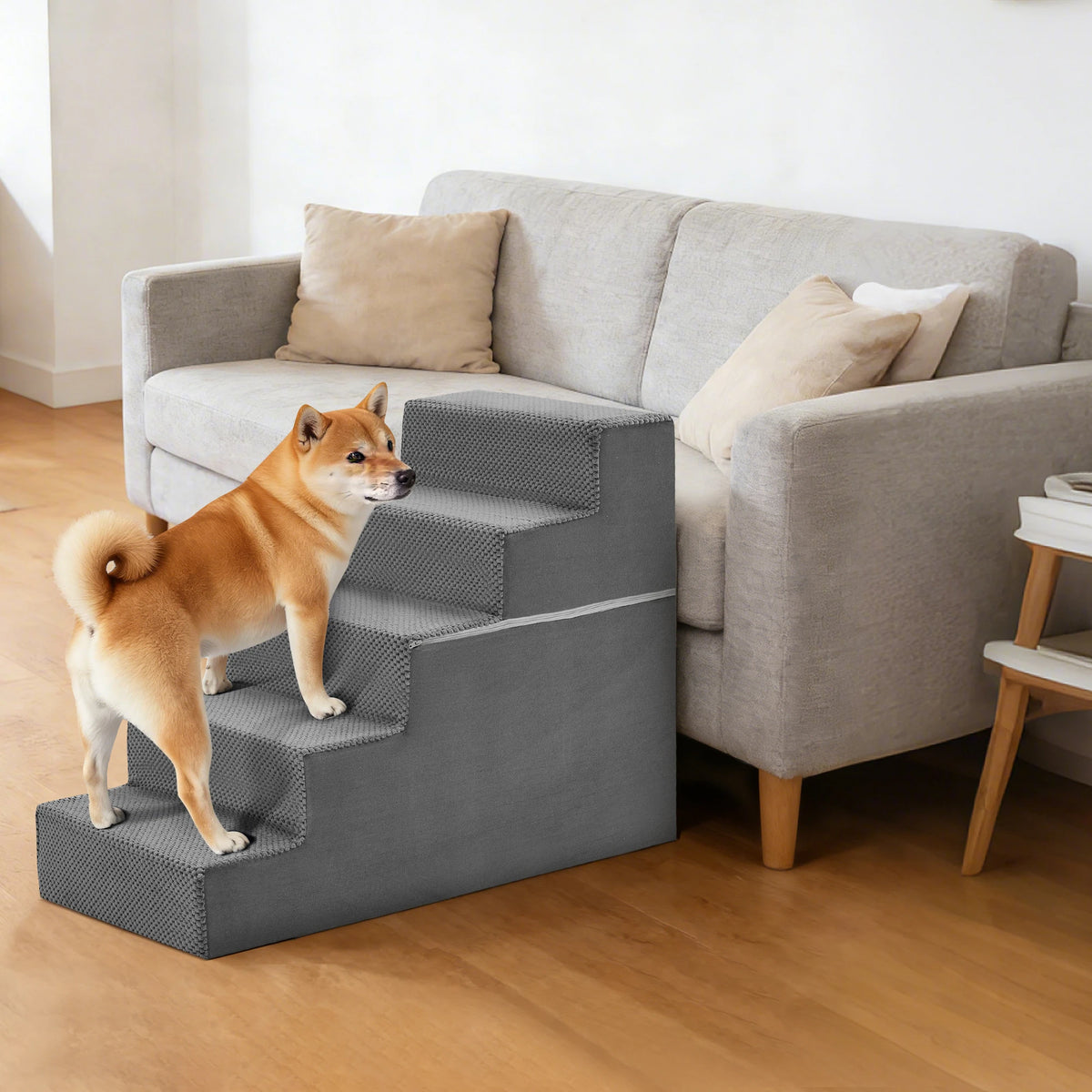 JHK Right Angled Foam Dog Stairs Ramp Three To Five Steps