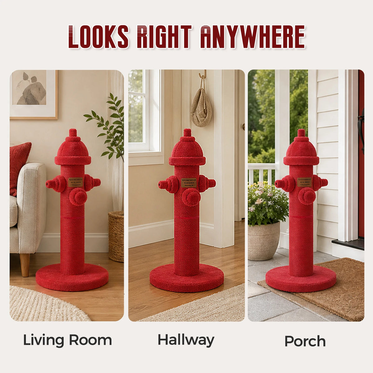 Fire Hydrant Sisal Cat Scratching Post Red Vertical Tall Cat Scratcher with Sisal Wrapped Post Cute Scratching Post for Indoor Cat Furniture Cat Toys