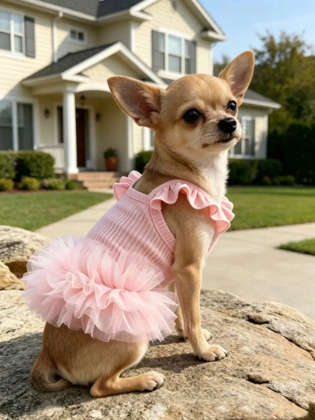Ruffled Sleeve Princess Dress For Small Pet Dogs And Cats