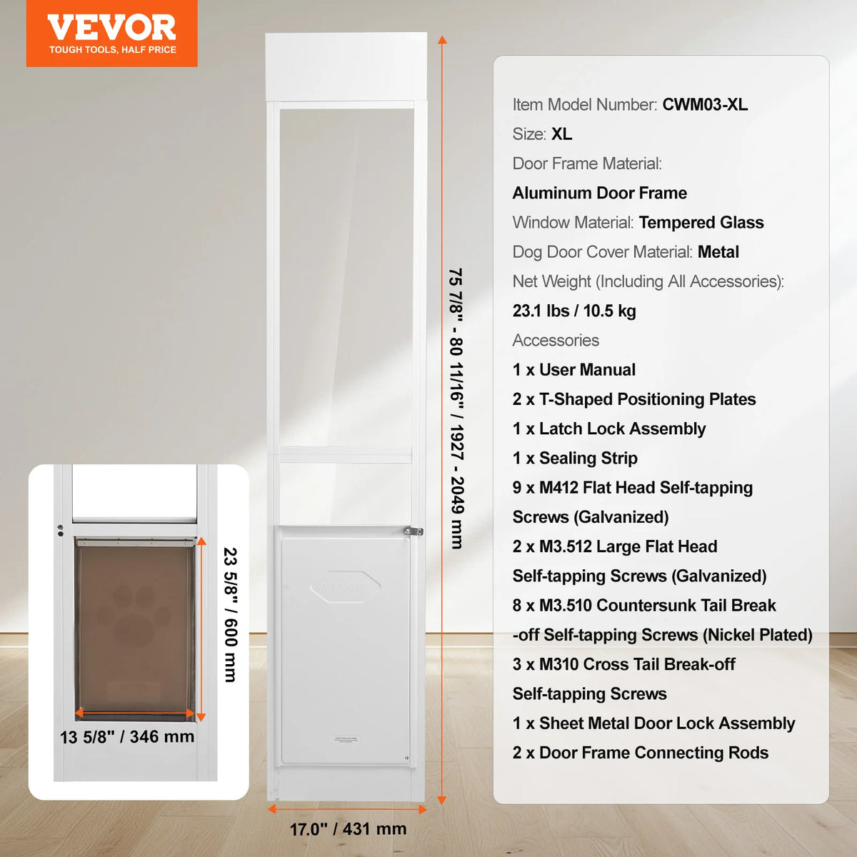 SucceBuy Dog Door For Sliding Glass Doors