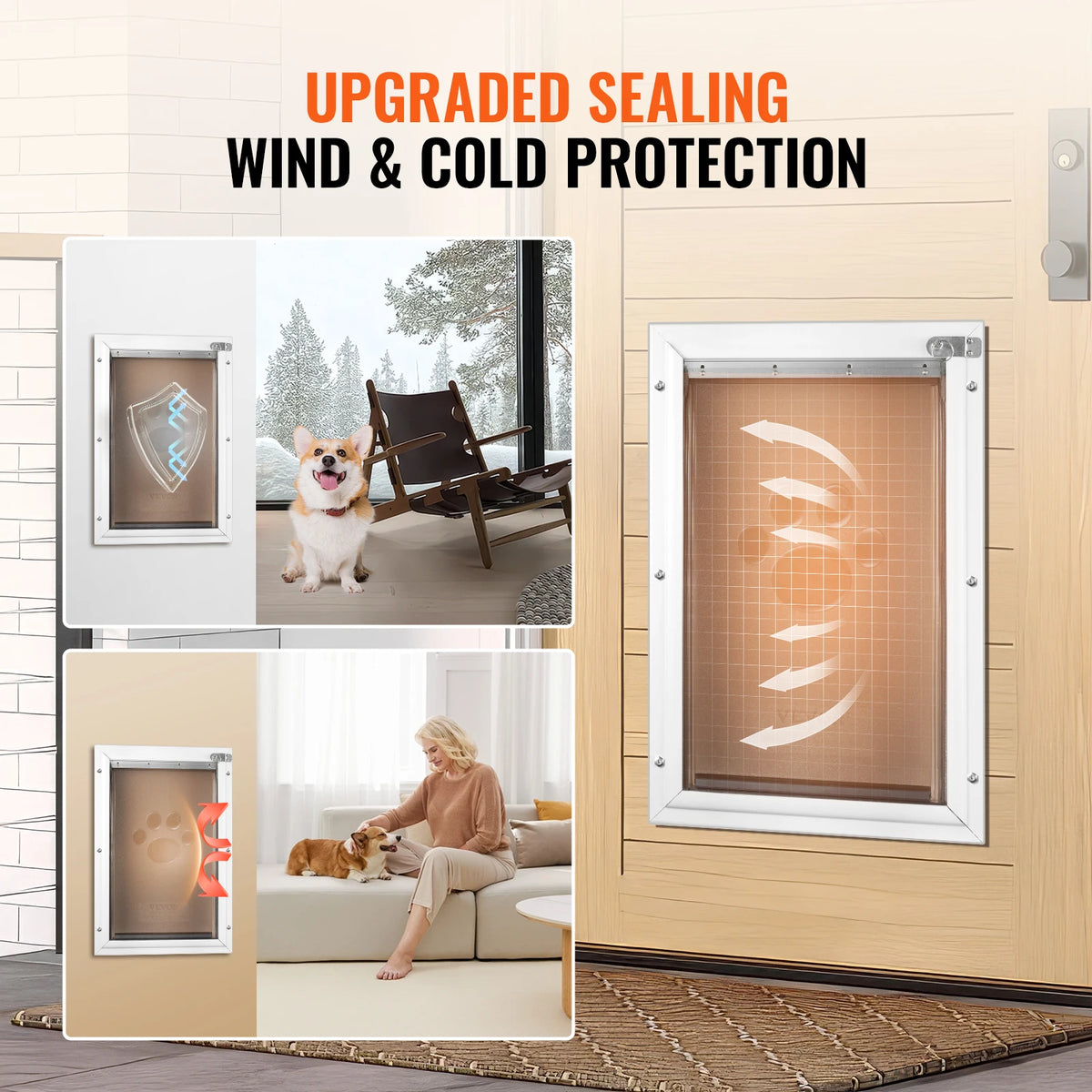 Pet Door Aluminum Frame With Lock And Flap Weatherproof