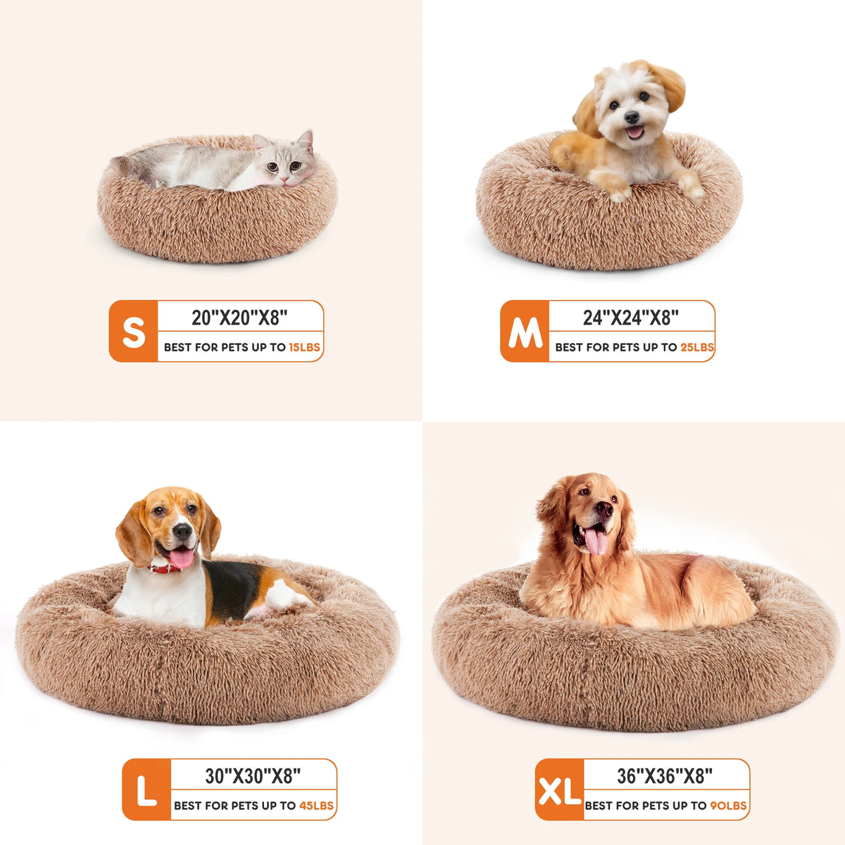 JHK Calming Dog Bed Washable Plush Fleece For Dogs