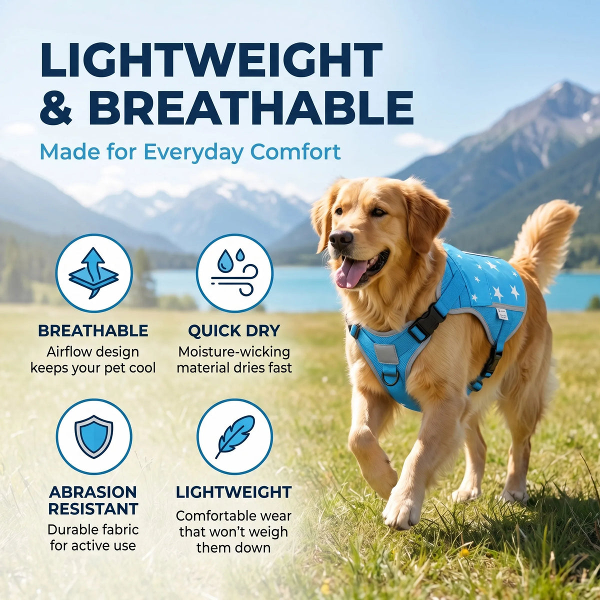 Dog Cooling Vest Harness With Gel Packs