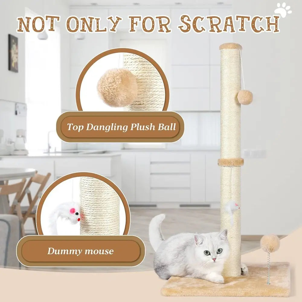3-In-1 Cat Scratching Post With Plush Toys