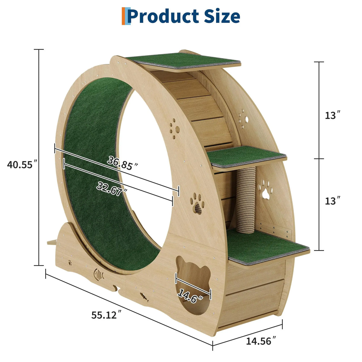HiMiss 6 In 1 Cat Exercise Wheel With Integrated Scratcher