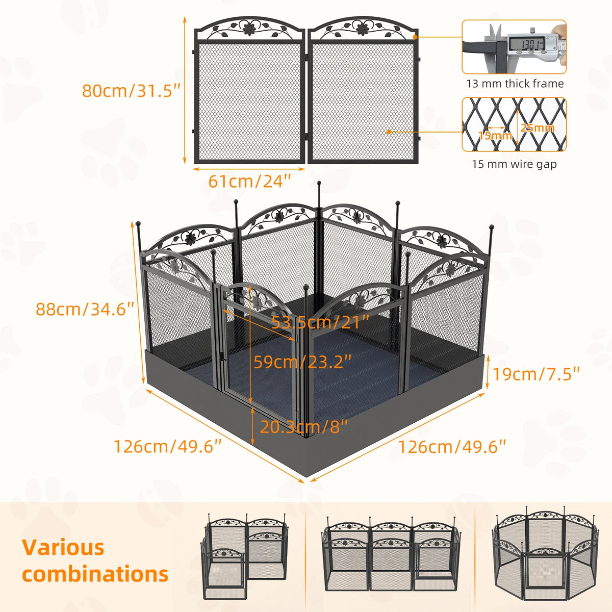 BINGOPAW Foldable Metal Dog Playpen With Whelping Mat And Gate