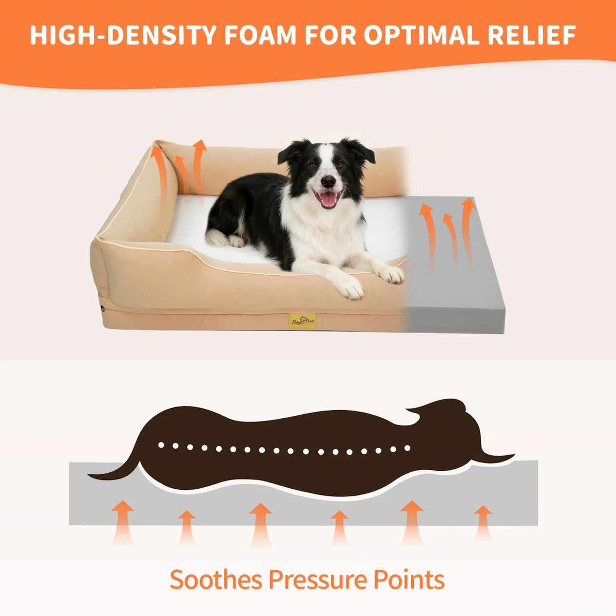 Bingopaw Orthopedic Dog Bed With Removable Waterproof Cover