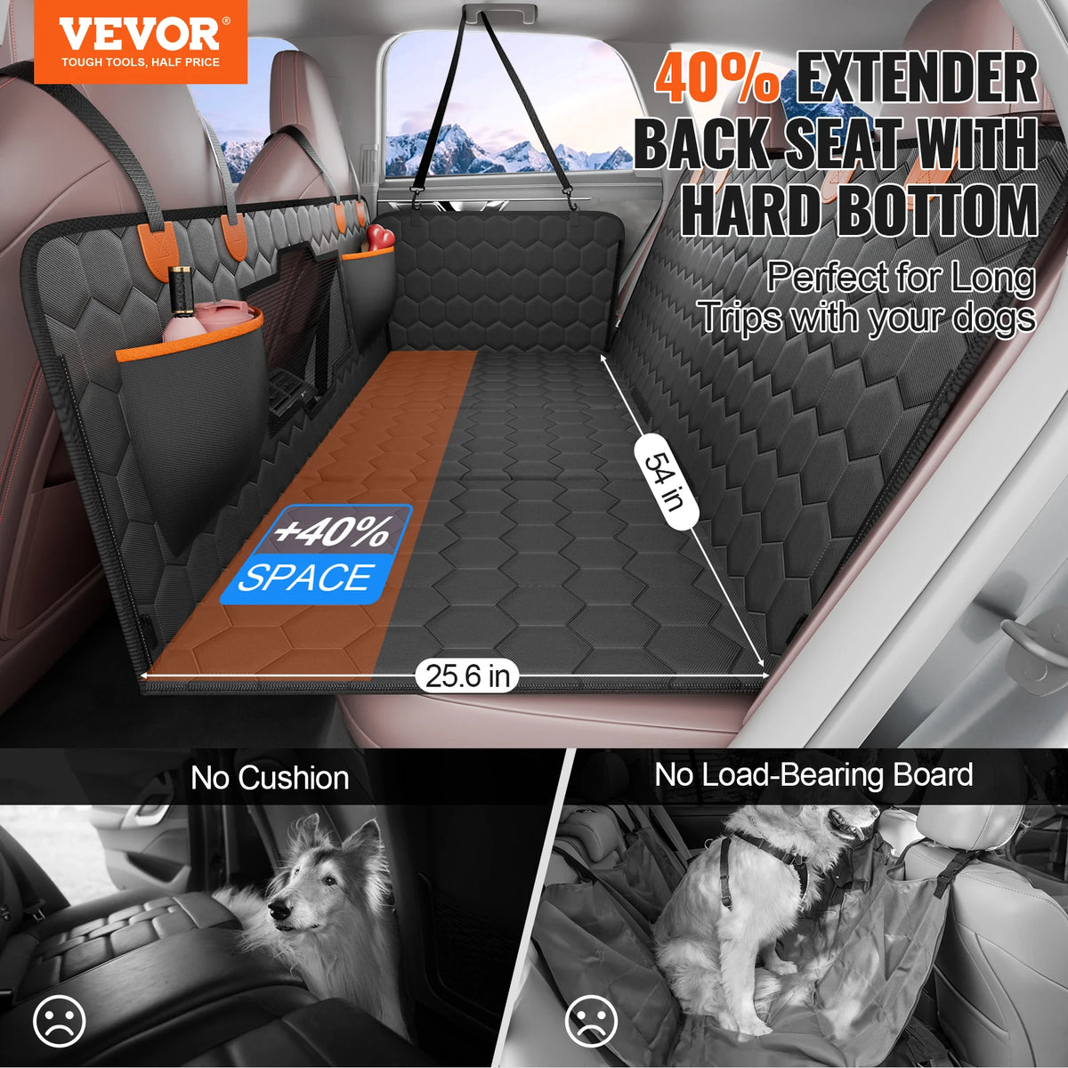 SucceBuy Back Seat Extender Dog Car Seat Cover With Window