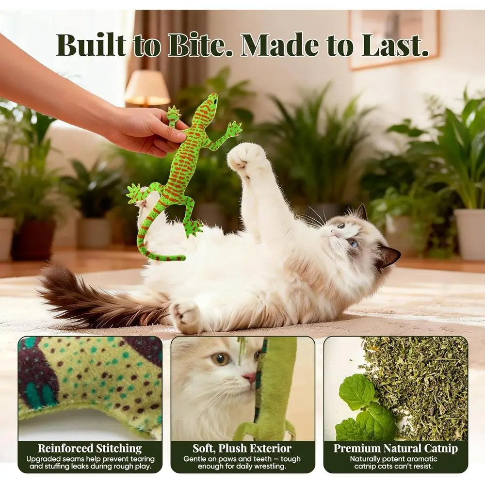 Lizard Catnip Toys Chew Bite Resistant Toys Indoor Cats Boredom Relief Teeth Cleaning Interactive Funny Cute Kitten Cat Lover Gift