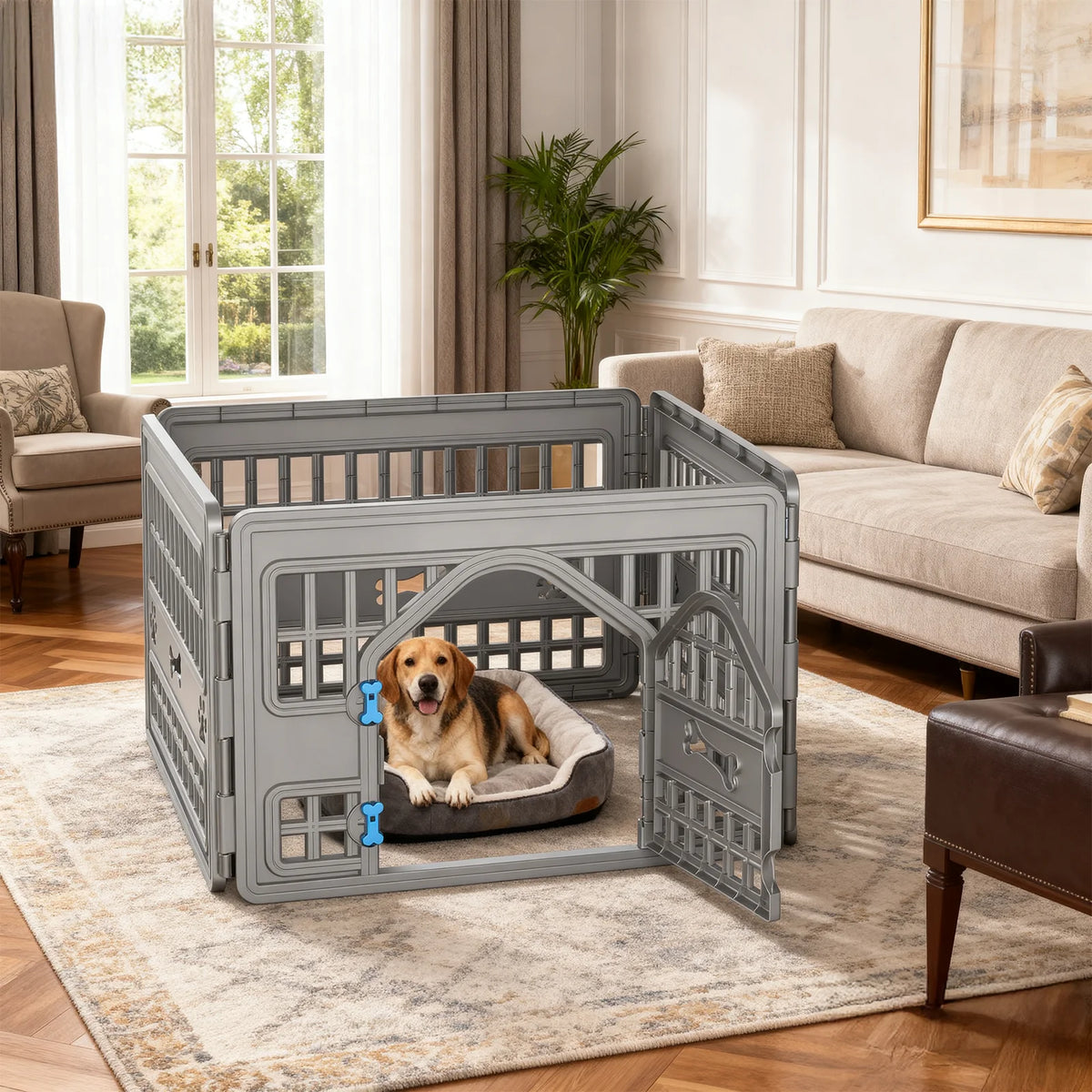 4 Panel Plastic Pet Playpen For Indoor Outdoor Pets